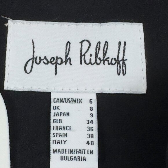 Joseph Ribkoff Black/White Piped Front Pocket Open Front Jacket Women's Size 6 - Picture 6 of 8